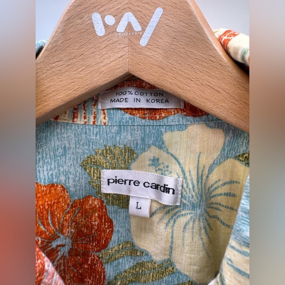 Pierre Cardin VTG Tropical Hawaiian Shirt Yellow/Green Cotton L - Picture 2 of 6